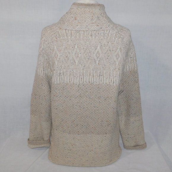 Woolrich Womens L cream beige speckled mock neck Wool Blend Sweater - Picture 11 of 14